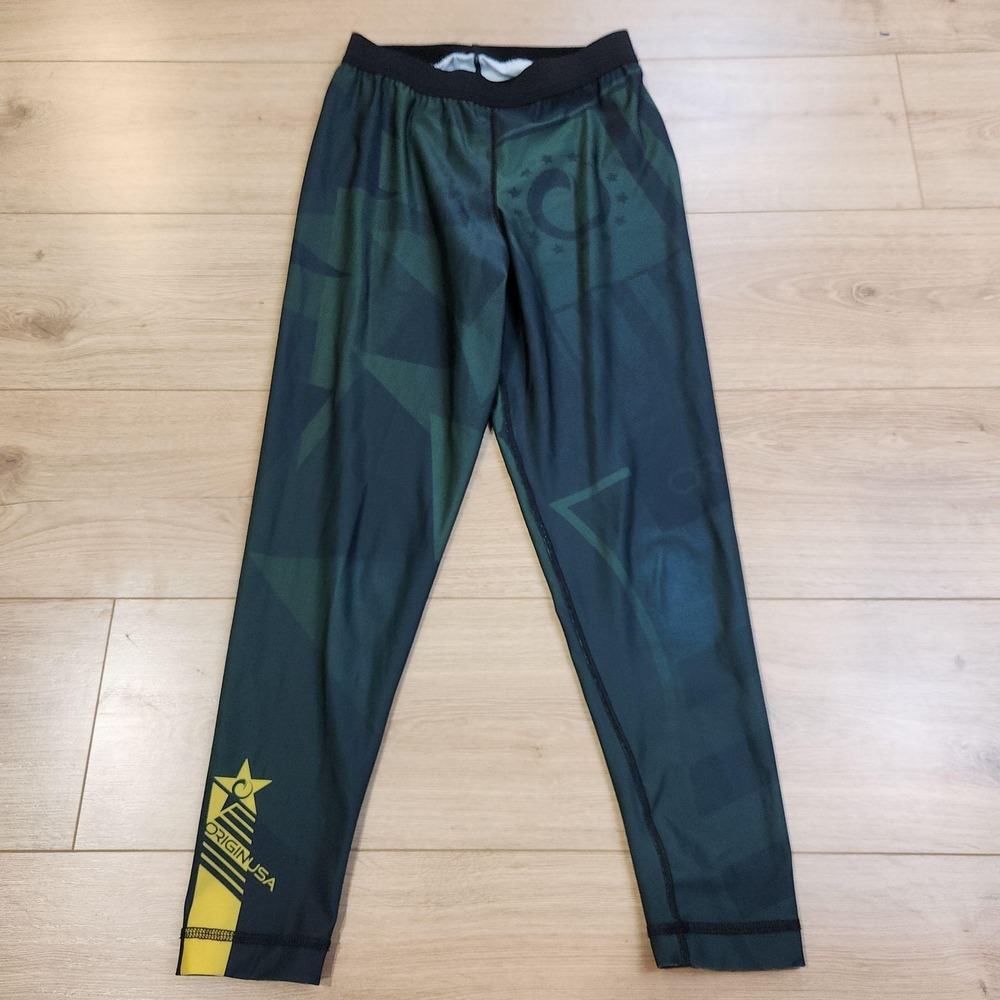 Origin‎ USA Broken Stars Compression Pants Mens Small Green Geometric Leggings